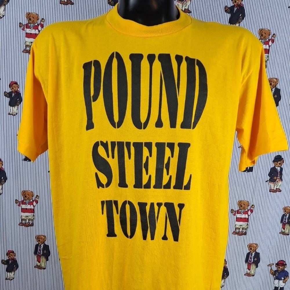 Vintage Atlanta vs Pittsburgh local radio station promotion yellow XL t-shirt